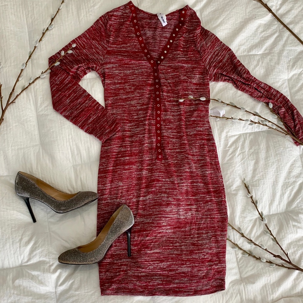 Heathered Red & Gray Dress